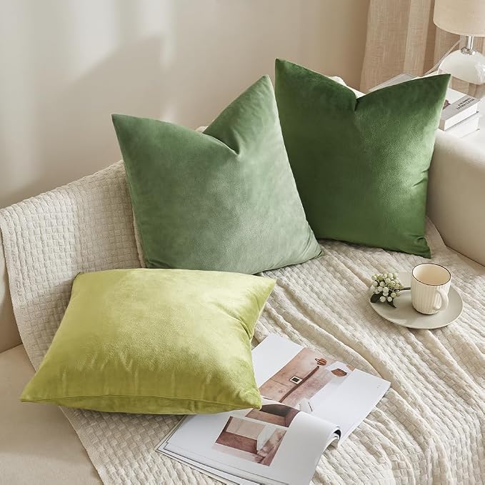 MIULEE 12x20 Inch Lumbar Velvet Throw Pillow Covers Sage Green | Pack of 2 Soft Solid Decorative Pillow Covers, Modern Luxury Home Decor, for Chair Couch Sofa Bedroom Livingroom