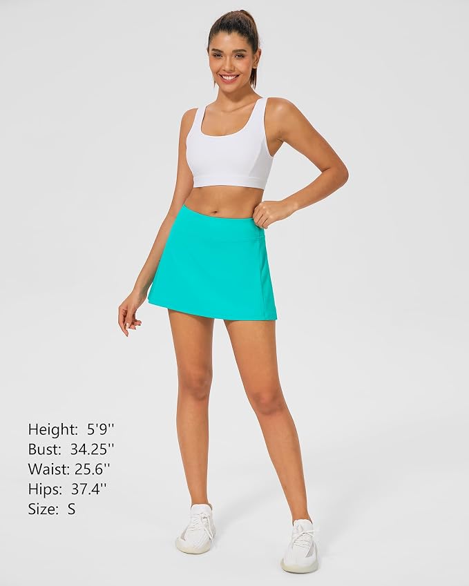 Stelle Women Tennis Skirt High Waisted Athletic Golf Skorts with Pockets | Tummy Control, Built-In Shorts, Deep Pockets, Pleated, Breathable, Lightweight, Tennis, Golf, Pickleball, Running, Workout