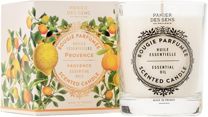 Panier des Sens Provence Citrus Long-Lasting Scented Candle, 6.3 oz | Hand-Poured In Provence | Up To 55 Hours Burn Time | 100% Natural Cotton Wick | Long-Lasting French Home Fragrance