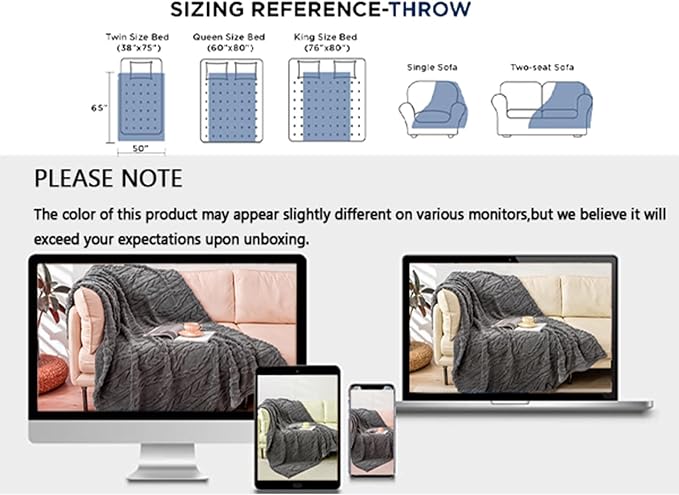 YUSOKI Sherpa Fleece Large Throw Blanket, Grey, 50"x65" | 3D Stylish Design,320GSM, Non-Shedding, Lightweight for All Season Use, stays fluffy after repeated washes, Perfect Gifts