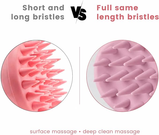 100% Silicone Scalp Massager,Scalp Scrubber for Hair Growth,Pink | 1 PCS Gift Box,2 Seamless Hair Clips Included,Soft-touch Grip,Quick lathering,Anti-Dandruff, Wet & Dry Use for All Hair Types