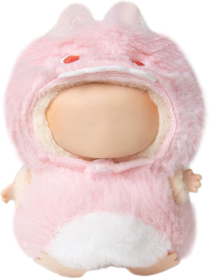 Plush Doll Clothes for Labubu Halloween - Cute Animal 17cm Dolls Clothing, Premium Doll Accessories Clothes for Collectors or Display - Kawaii Pink Dinosaur Costume (Clothes Only)