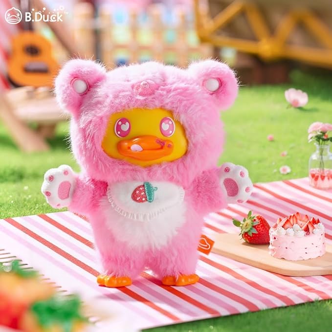 B.Duck Plush Blind Box Hugging Bear Series Cute Duck Vinyl Plush Keychain Figures, Scented Collectible Toys with Surprise Characters, Standing Design for Desk Décor, Gifts (Whole Set)