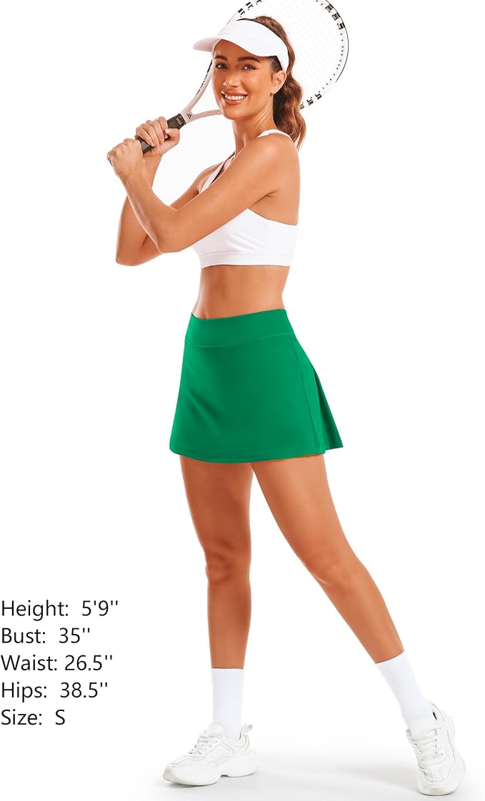 Stelle Women Tennis Skirt High Waisted Athletic Golf Skorts with Pockets | Tummy Control, Built-In Shorts, Deep Pockets, Pleated, Breathable, Lightweight, Tennis, Golf, Pickleball, Running, Workout