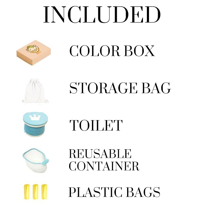 Portable Toddler Travel Potty with Silicone Insert – Foldable Potty Chair for Car & Road Trips, Spill-Resistant Training Toilet, Compact Emergency Potty, Includes Disposable Bags - Blue