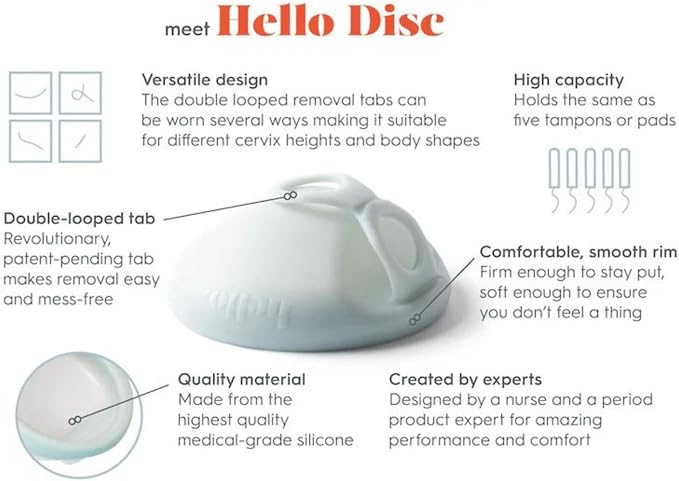 Menstrual Disc | Award Winning Reusable Soft Flexible Period Disc | Capacity of 10 Tampons | Double Loop Tab for Easy Removal, Leak Proof Alternative to Pads & Tampons (Black)