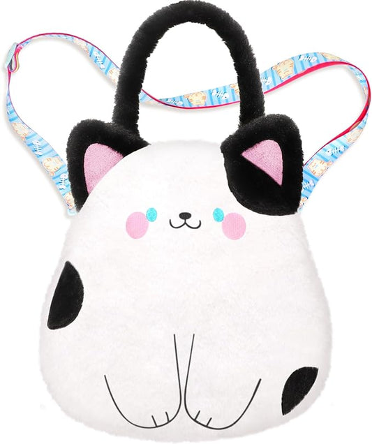 Cat Plush Bag Kids Crossbody Bag for Kids, Plush Handbag Tote Bag with Adjustable Strap,Soft Plush Cat Stuffed Purse with Zipper,Coin Pouch Accessories for Toddlers Kids