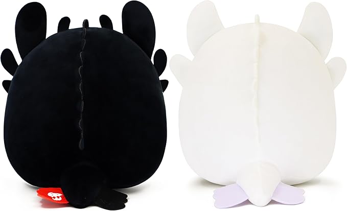 Black Dragon Plush, 8-Inch Soft Stuffed Animal Toy, Round Kawaii Plushie, Fantasy Creature Gift for Kids & Fans (White Black)