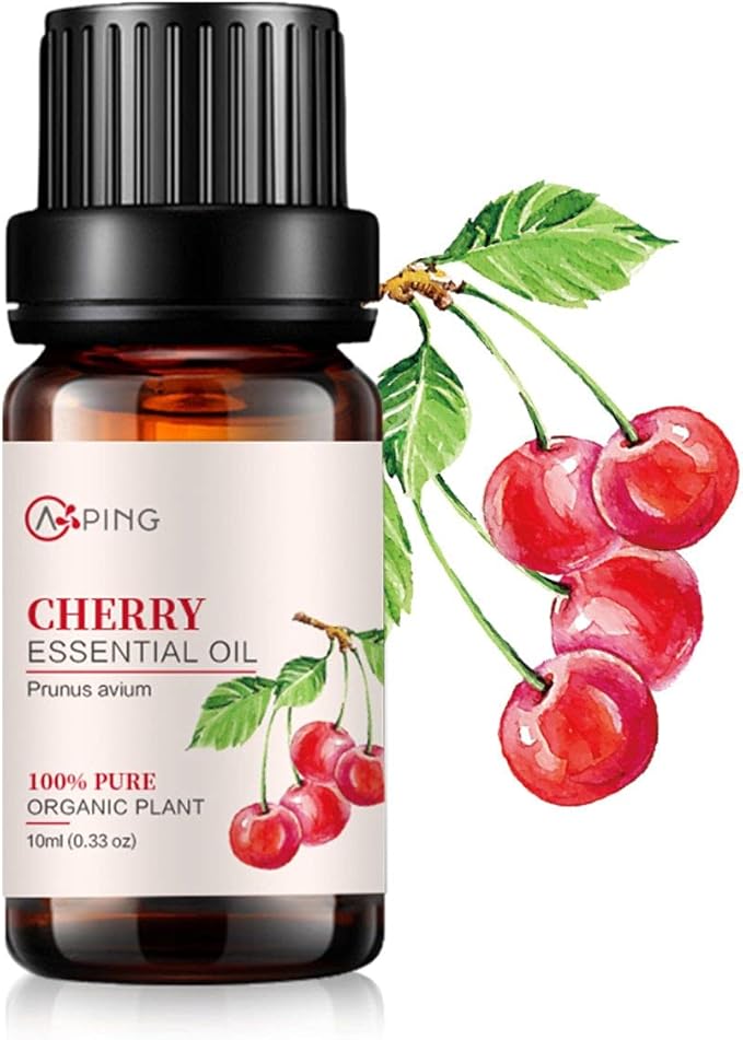 Cherry Essential Oil - 100% Pure Organic Natural Plant (Prunus avium) Cherry Oil for Diffuser, Aroma, Massage, Perfume, Skin - 0.33oz