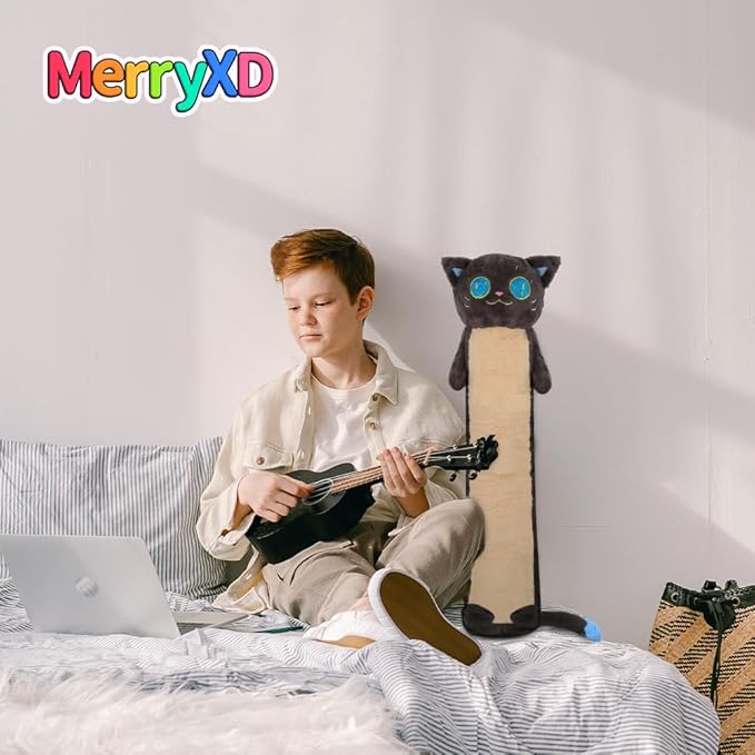 MerryXD Long Cat Plush Kawaii Body Pillow, 28” Cute Black Cat Stuffed Animals Soft Plushies, Big Eyes Kitten Plush Toys Throw Pillow Doll Gift for Girlfriend,Birthday,Christmas,Halloween
