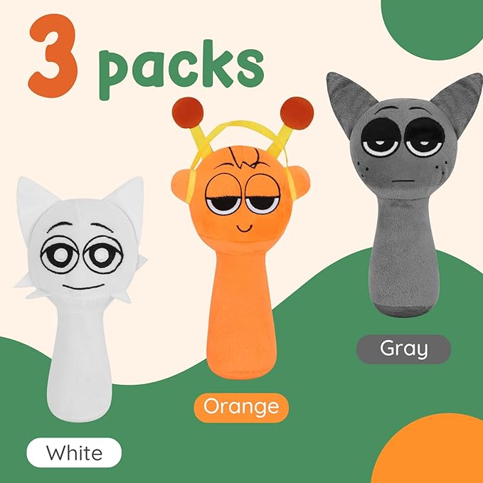 Game Plush Toy - 8" Super Soft Stuffed Animal (3 Styles) Hypoallergenic Machine Washable, for Kids Adults Birthday Christmas, Orange Multi-Color Plushies & Collectibles