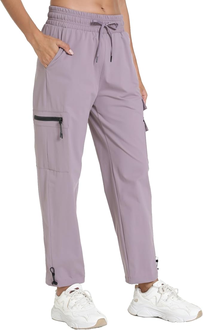 Rrosseyz Women's Hiking Pants with Pockets - Lightweight Water Resistant Joggers Cargo Pants for Casual Travel Golf Outdoor