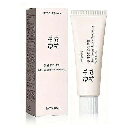 Relief Sun Organic Sunscreen SPF50 Rice Probiotics PA++++ Korean Sunscreen | Relief Sun Sunscreen SPF50+ for All Skin Types&UV Defense, Nourishing Skin Protection, Moisturizing Skin Care 1.7 fl oz/50 ml