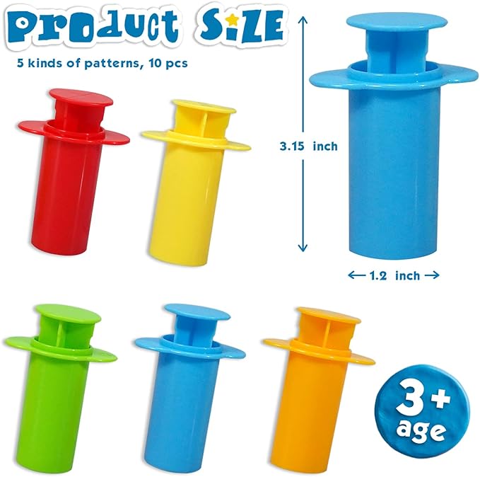 Assorted Designs Dough Extruders Set - Set of 10 - Assorted Colors