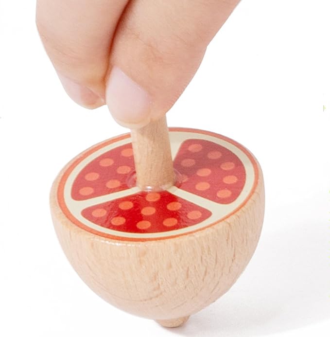 6 Pcs/Set Beech Wood Spinning Tops Toy for Kids, Animal Wooden Gyroscopes Toy for 3 4 5 6 7 Years, Fruit Educational Kindergarten Toys, Spin Tops for Party Games Birthday Gifts Family Fun (Fruit)