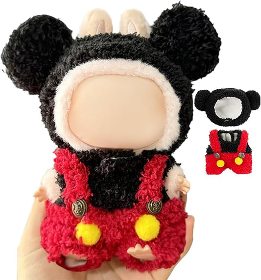 17cm Doll Clothes for Labubu - Plush Clothes for Dolls Outfit - Accessories for 17cm Dolls Clothes -Kawaii Mickey Costume, No Doll Included
