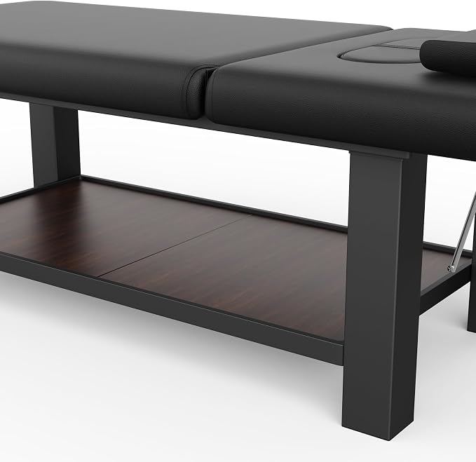Dolonm 700LBS Heavy Duty Stationary Massage Table with Open-Chest & Headrest for Treatment, Physical Therapy, Spa Facial Professional Massage Bed, Thickening Metal Frame - Adjustable Backrest