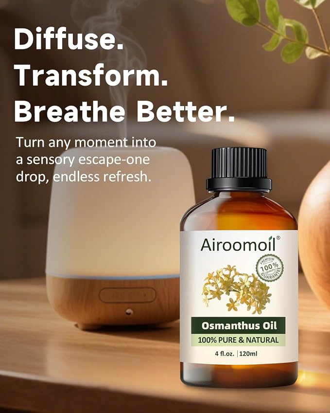 Osmanthus Essential Oil, 100% Pure Natural Osmanthus Oil, Premium Essential Oil for Diffusers, DIY Candles, Soaps, Room & Linen Sprays, Aromatherapy, Blending, 4 Fl Oz / 120ml