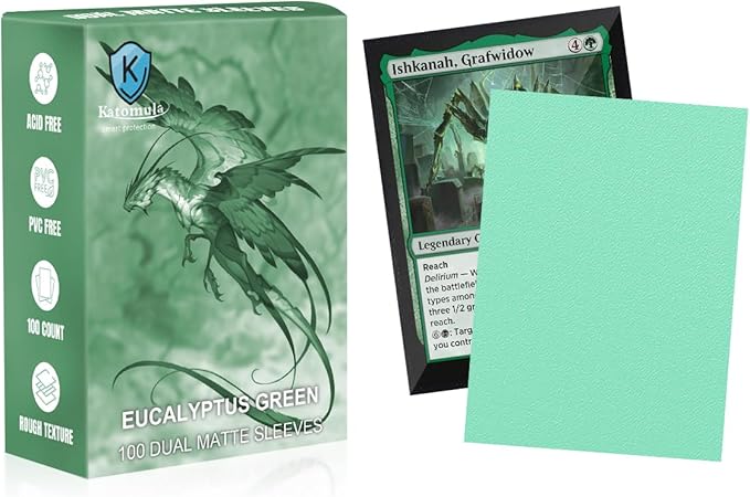 Eucalyptus Green Dual Matte Card Sleeves, Katomula Card Sleeves for MTG, Standard Card Sleeve for MTG, PKM, Flesh & Blood
