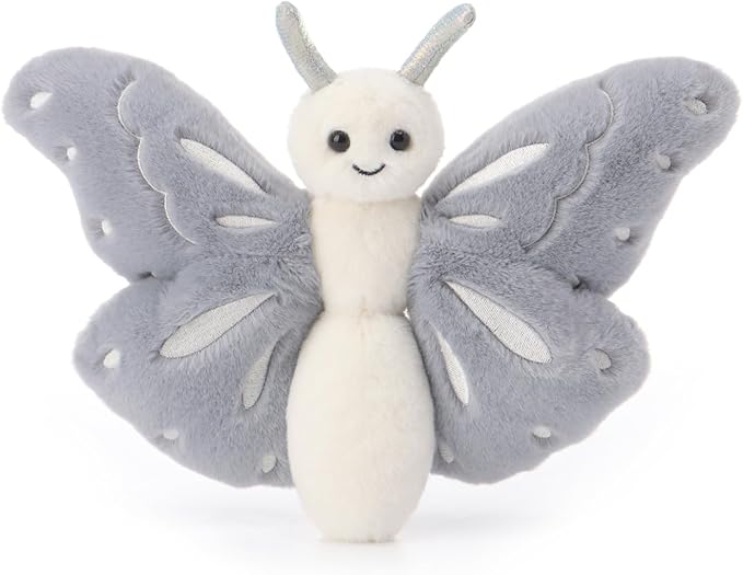Apricot Lamb Gray Butterfly Stuffed Animals for Kids, Soft Cute Plush Toys for Baby Girl and Boy, 7.5 Inches