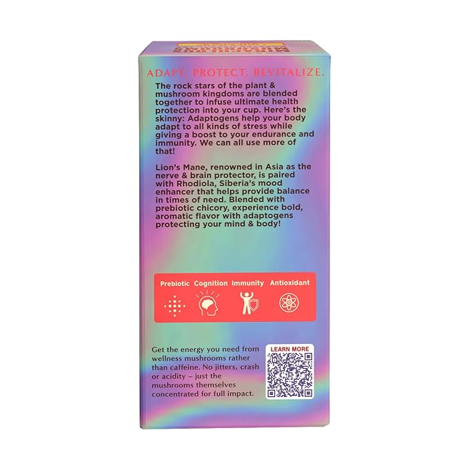 Teeccino Lion’s Mane Rhodiola Rose Mushroom Adaptogen Herbal Tea - Caffeine-Free, 3x More Herbs than Regular Tea Bags, Lightly Sweet from Dates & Figs, Prebiotic - 25 Tea Bags