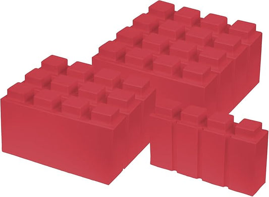 EverBlock 12' x 3' Line Half Plastic Modular Block Bulk Pack | Giant Building Blocks | Easy to Connect & Reuse | Indoor & Outdoor Use | Build Displays & Structures | Red