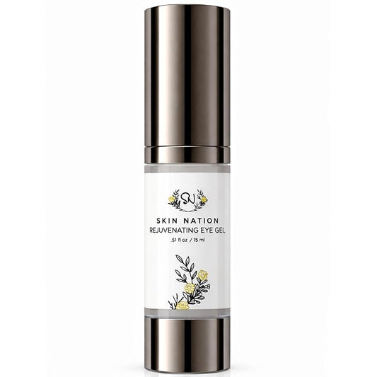 Skin Nation Rejuvenating Eye Gel, Super Hydrating with Peptides, Hyaluronic Acid and Green Tea, Lightweight Plant Based Under Eye Cream for Puffiness, Dark Circles and Smooth Skin, 0.51 oz