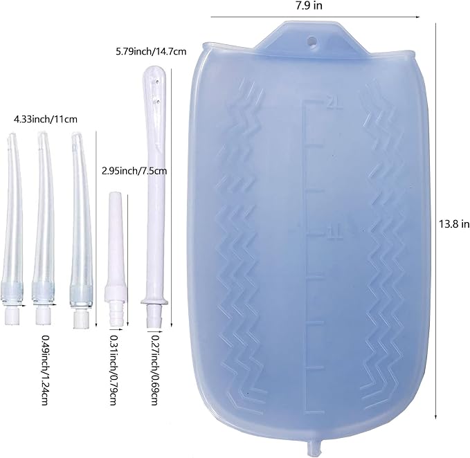 Smokitcen Colon Cleanse Enema Bag Kit with 5.2ft Silicone Hose, 5 Enema Tips and Controllable Flow Valve- Home- 2 Quart Capacity Silicone Enema for Coffee and Water Colon Cleanse for Men and Women