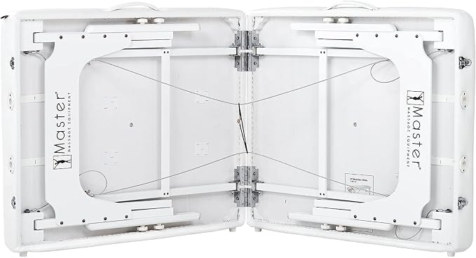 Master Massage 31" Extra Wide Montclair Pro Memory Foam Portable Massage Table Package in Snow White with Reiki and Ambient Lighting System