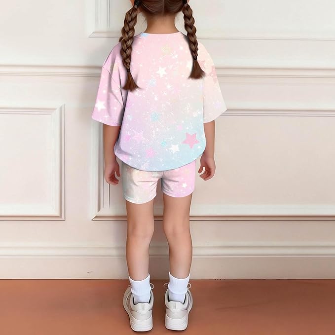 K-POP DEM0N Hunters Outfits for Girls, 2 Piece T-Shirts and Apparel Sets Birthday Gift