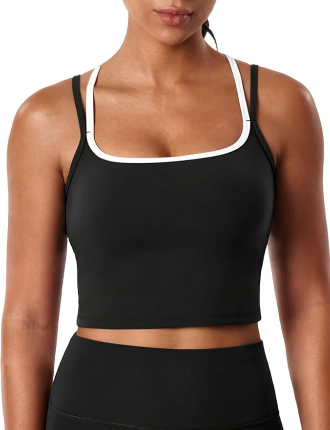 K-Swiss Tank Tops for Women - Color Block Double Lined with Built in Bra Yoga Running Gym