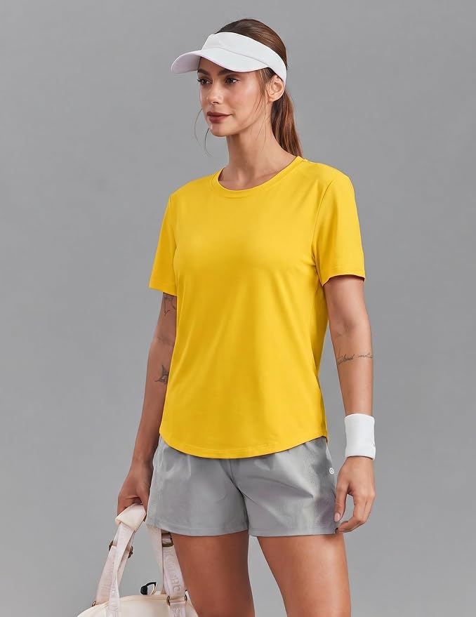 PINSPARK Soft Workout Tops for Women UPF 50+ Sun Protection Shirt Quick Dry Athletic Running Hiking Travel Basic Tee Shirts