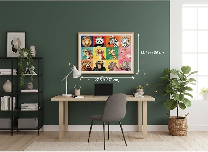 1000 Pieces Jigsaw Puzzles for Adults, Animal Series - Detailed Wildlife Art, Educational Family Game, Large 28" x 20", Great Gift for Animal Lovers & Home Decor（Floral Beasts）