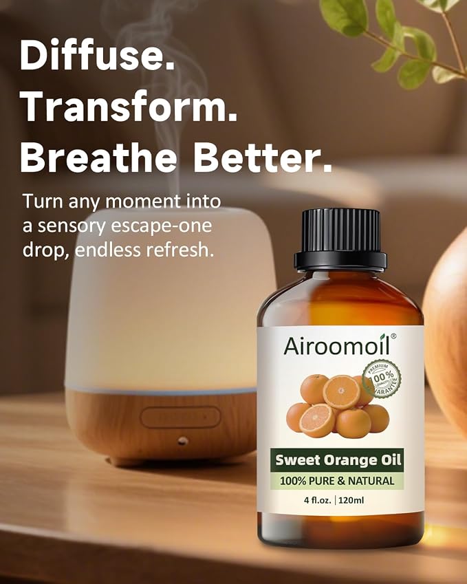 Sweet Orange Essential Oil 4 fl oz – 100% Pure Natural Citrus Oil for Diffuser, Natural Cleaning, DIY Soap & Candle Making, Fresh Orange Aroma for Home Fragrance – Large Value Bottle