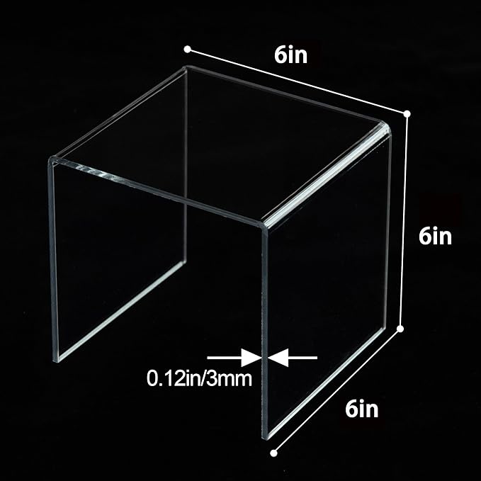 ihomecooker Acylic Riser Square Display Stand For Cupcakes,Amiibo Funko Pop Figures, Dessert, Jewelry, Arts and Crafts (Clear, 8P-6INCH)