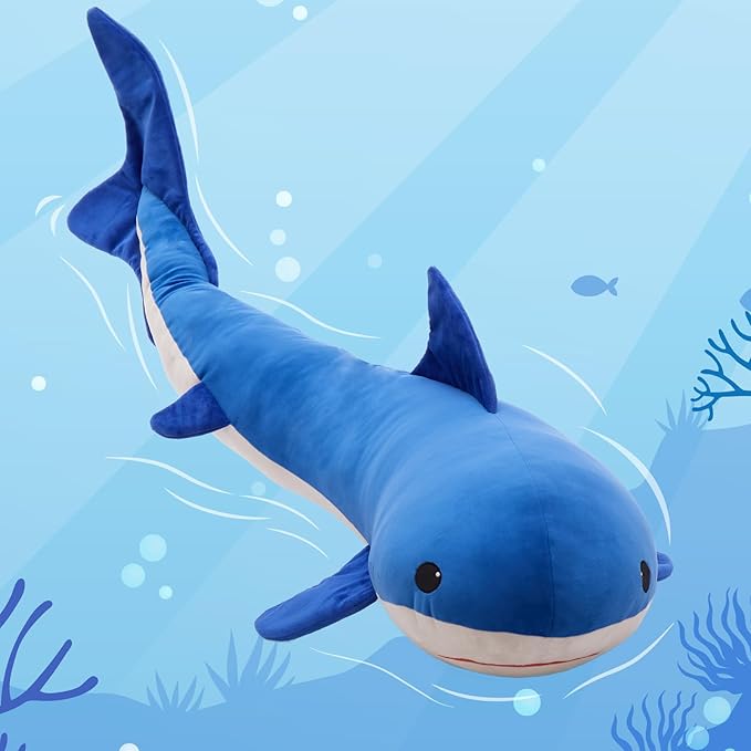 Tezituor 4ft Giant Whale Stuffed Animal, S-Shape Long Stuffed Ocean Whale Theme Plush Toy for Boys Girls, Hugging 47inches Soft Whale Plush Body Pillow for Sleeping