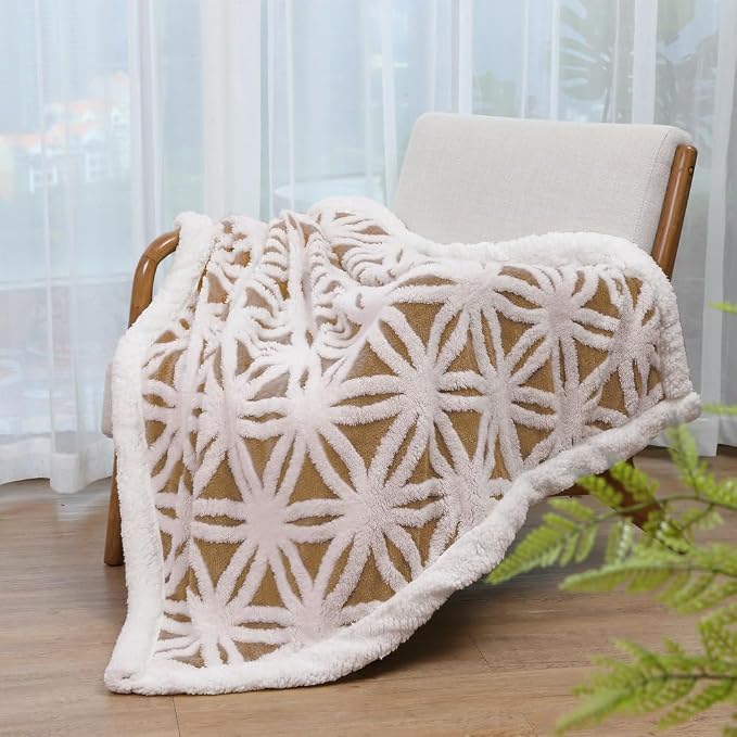 LOMAO Sherpa Fleece Blanket Gifts for Mom Dad Cozy Soft Throw Blanket for Women Men Birthday Gifts Dual Sided Couch Sofa Bed Blanket (Khaki, 51"x63")