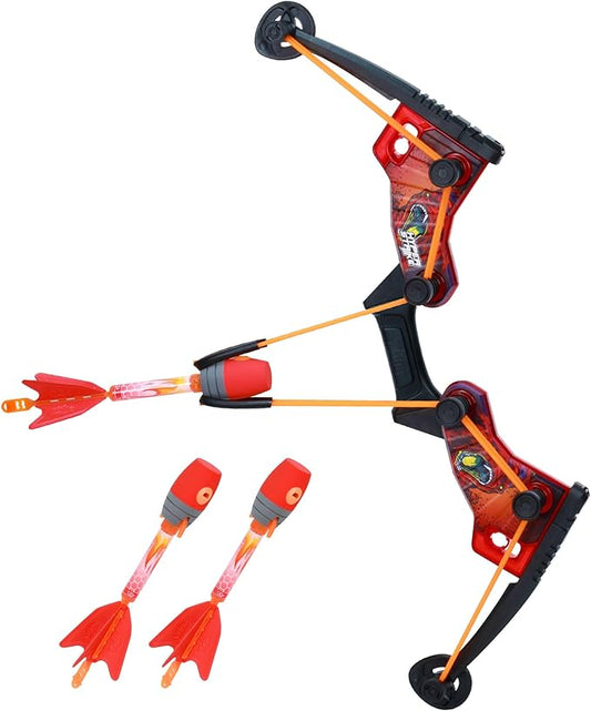 Zing HyperStrike FireTek Bow Archer Pack, Light Up Bow and Light Up Zonic Whistle Arrows, Shoots Arrows Over 200ft, Outdoor Play with Friends and Family, for Ages 14+ (Red)