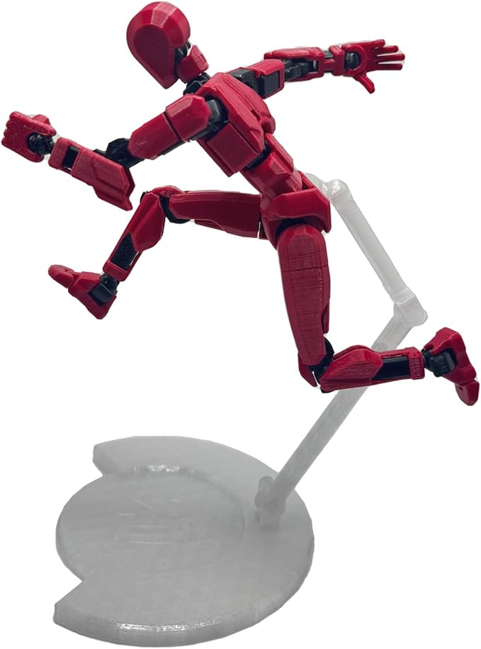 3D Printed Enlarge Body Size 8.1-inch Action Figure Dummy20, Full Body Mechanical Movable Toy, Multiple Accessories, Desk Decoration (Bracket, 3 HandsType, Weapons, Armour) (Red)