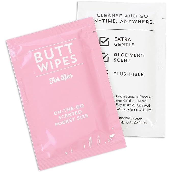 BLUE PANDA Wet Travel Wipes - Individually Wrapped Packets for On-the-Go - Flushable Wipes for Adults - Aloe Vera Scented Travel Toiletries & Purse Essentials - 100 Count, Pink