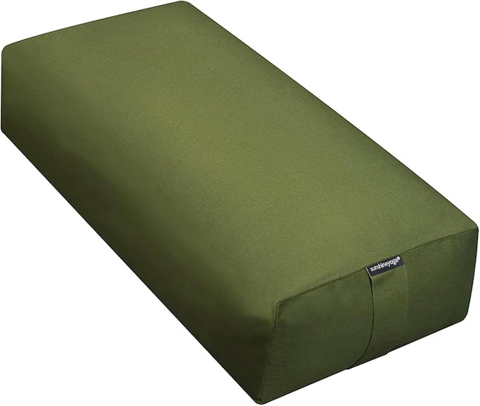 Extra Firm Large Yoga Bolster, 24" x 12" x 6" Cinched OR Zippered Yoga Pillow, Rectangular Cotton Cushion With Removable Cover for Studios, 1 Pack or 2 Pack