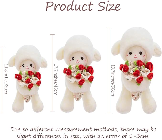 Baby Sheep Bouquet Rose Bouquet Plush Toy, Baby Sheep Bouquet Plush - 2-in-1 Convertible Gift with Detachable Floral Hood, Perfect for Valentine's Day & Birthdays