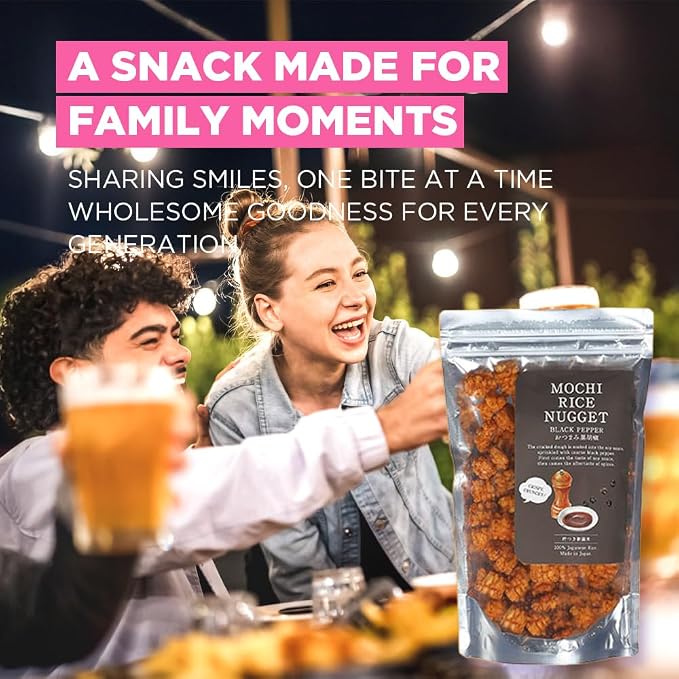 Mochi Rice Nuggets, Black Pepper Rice Crackers, No MSG, 4.9 oz (140 g)