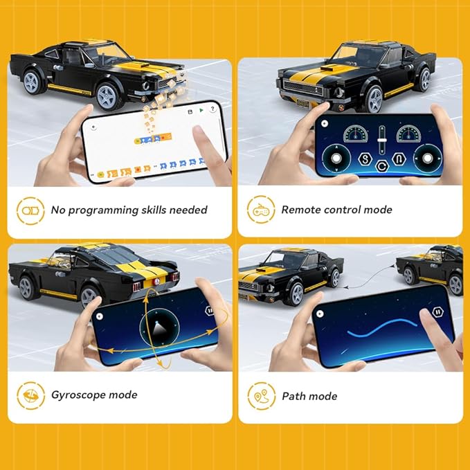 CaDA C51093W Shelby GT350 H Building Block Racing Model, 1:20 Scale, 292 Precision Pieces, High-Performance Aerodynamic Design, Programmable Supercar Track King Collectible