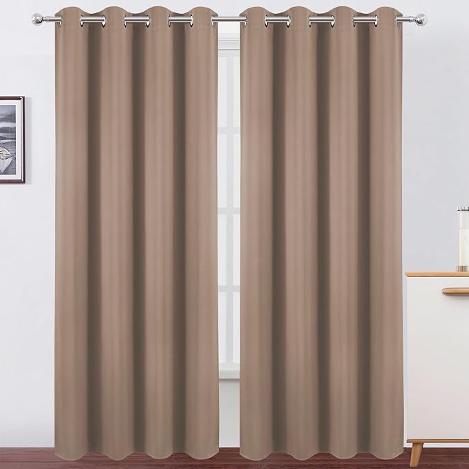 LEMOMO Blackout Curtains 52 x 120 Inch Long Cappuccino Curtains Set of 2 Panels Room Darkening Curtains for Bedroom and Living Room