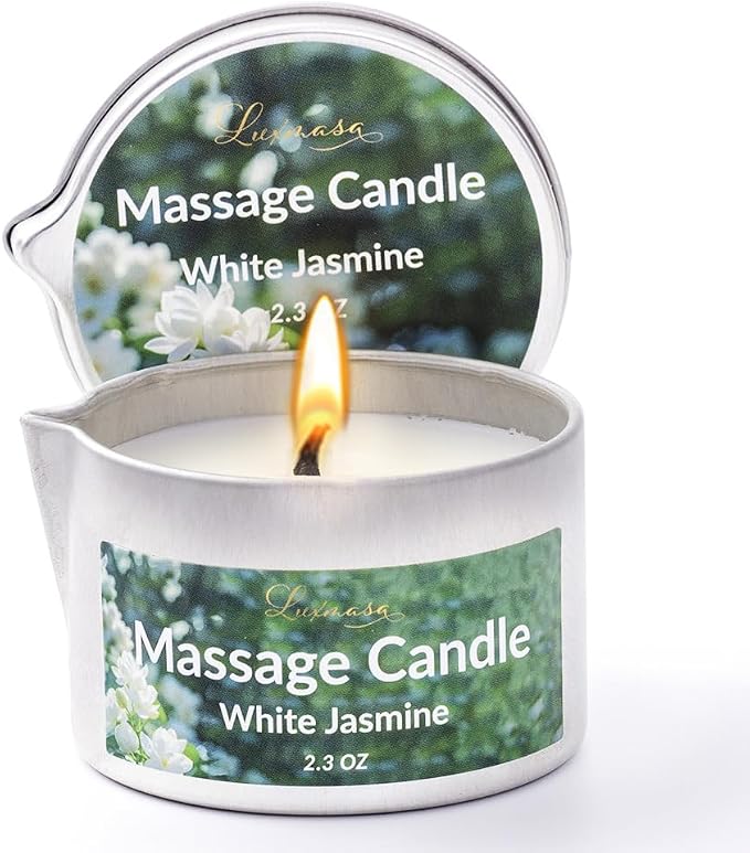 Scented Massage Oil Candle 3 Pack with Essential Oils, Warm Massage Body Oil, Aromatic Relaxing Soybean Low Temp Aromatherapy Candle 6.9OZ (Rose,Myrrh,Bergamot)