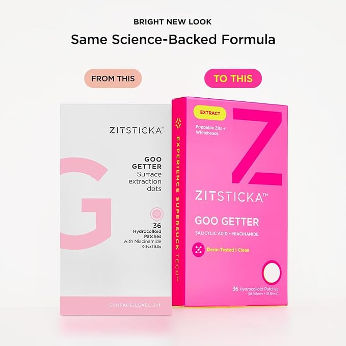 ZitSticka Pimple Patches for Face and Body, Hydrocolloid Patches to Cover Zits, Acne Patches or Zit Spot Stickers, Body Patch (GOO GETTER 36 Pack)