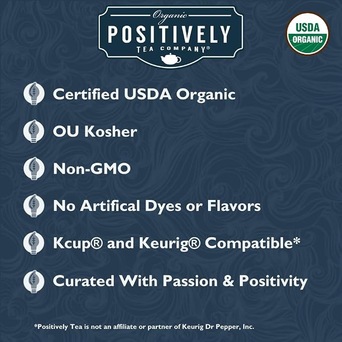 Organic Positively Tea Company, Passion Fruit Black Tea, K-Cup Compatible, 24 Pods