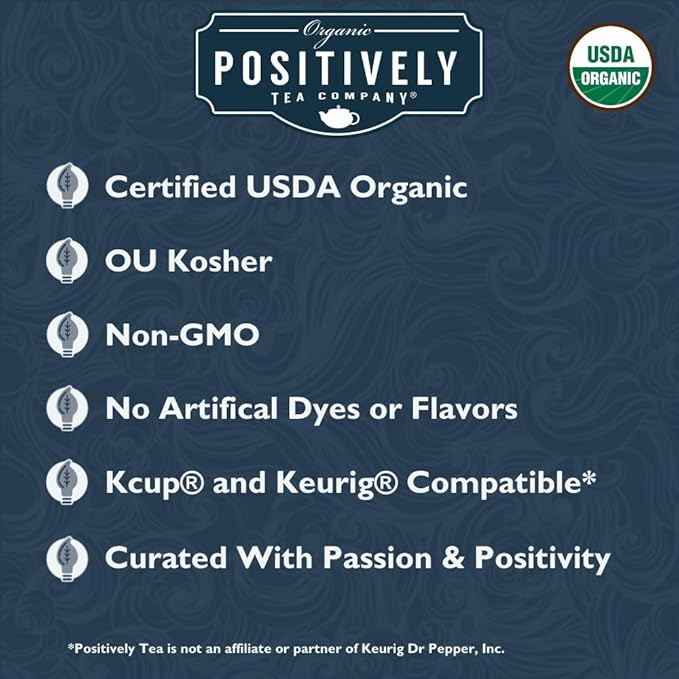 Organic Positively Tea Company, Caffeine Free Discovery Variety Pack, K-Cup Compatible, 96 Pods