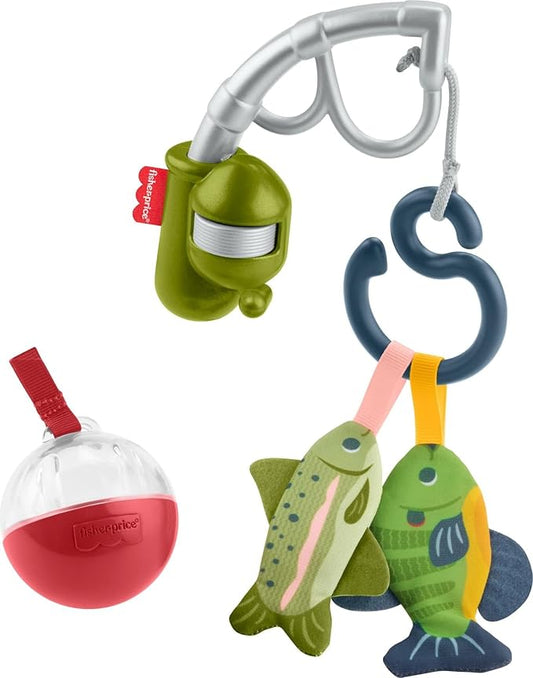 Fisher-Price Baby Toys Mini Me Moments Reel Fun Fishing Set, 4-Piece Sensory Activities for Newborn Developmental Play Ages 3+ Months